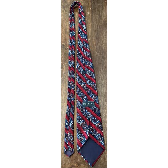 Bellini 100% Silk Men's Tie in Red and Blue 4" Striped Vintage - Picture 13 of 14